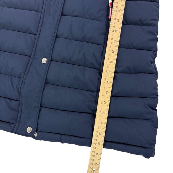 Tommy Hilfiger Women’s Navy TH Flex Puffer Coat w/ Faux Fur Hood – Size Large - Picture 12 of 15